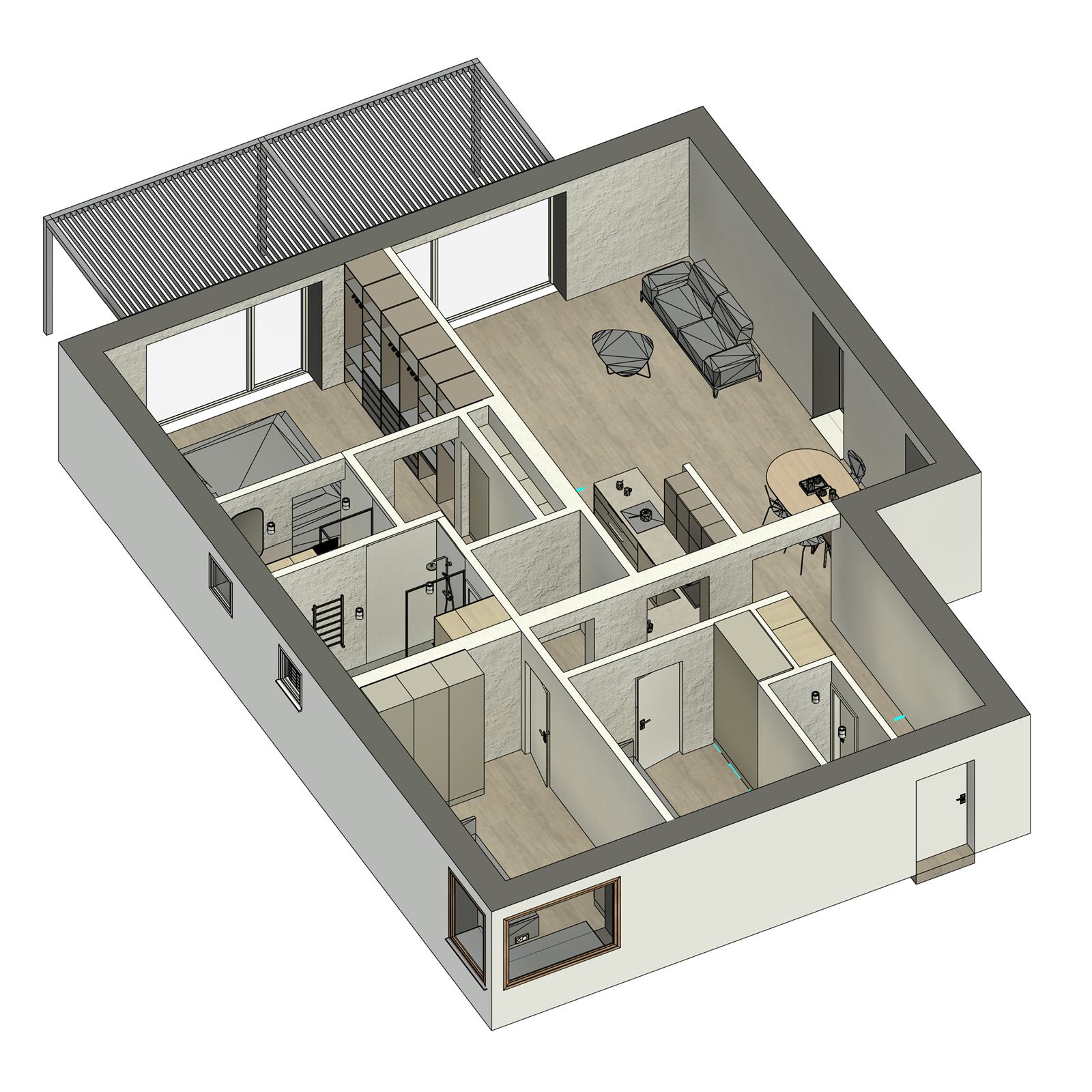 3D pohľad s materiálmi a textúrami v Enscape