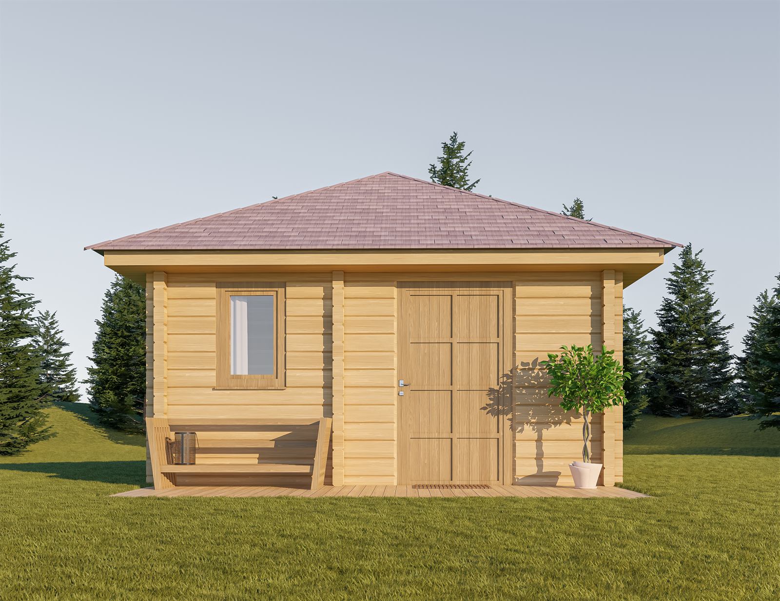 3D vizualizácia exteriéru zrubového domu