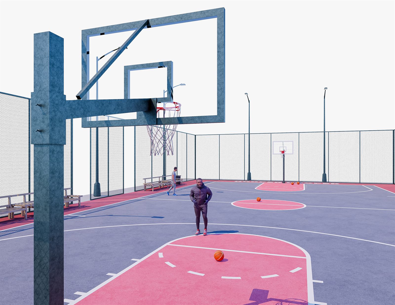3D vizualizácia exteriéru basketbalového ihriska