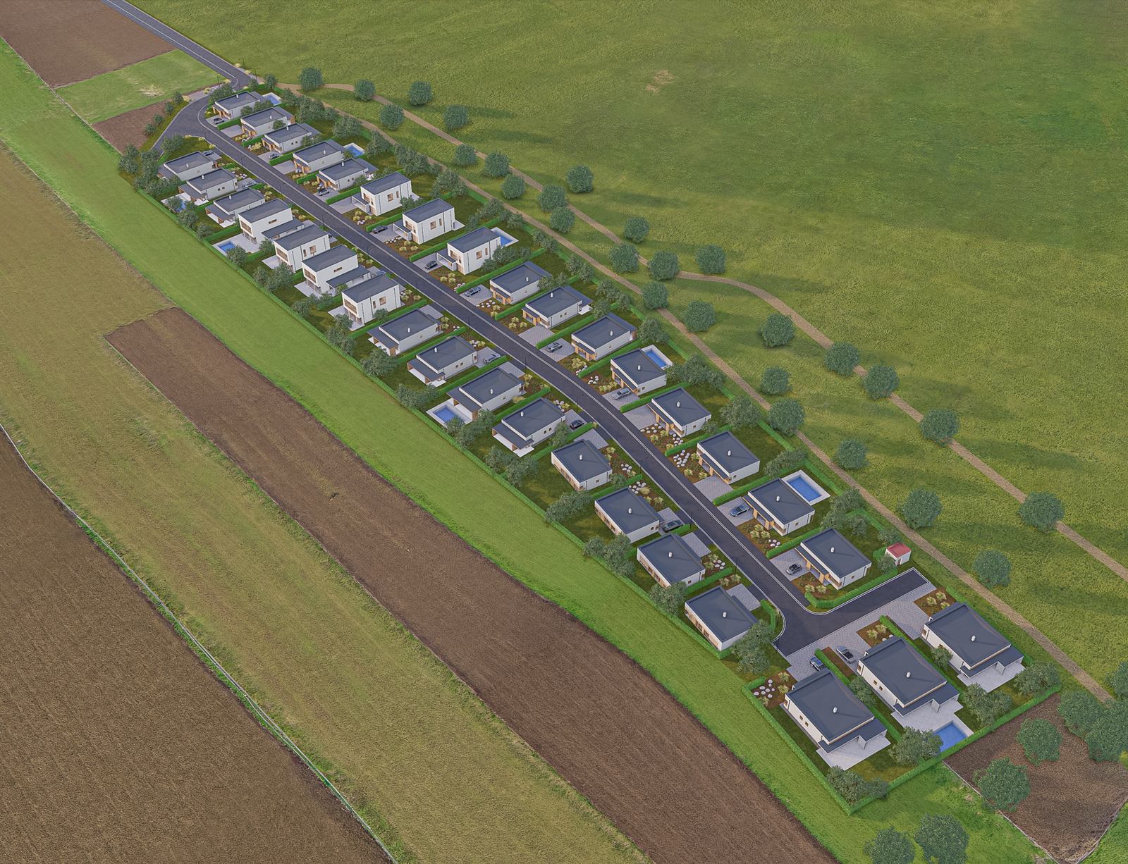 3D vizualizácia developerského projektu rodinných domov, iný pohľad
